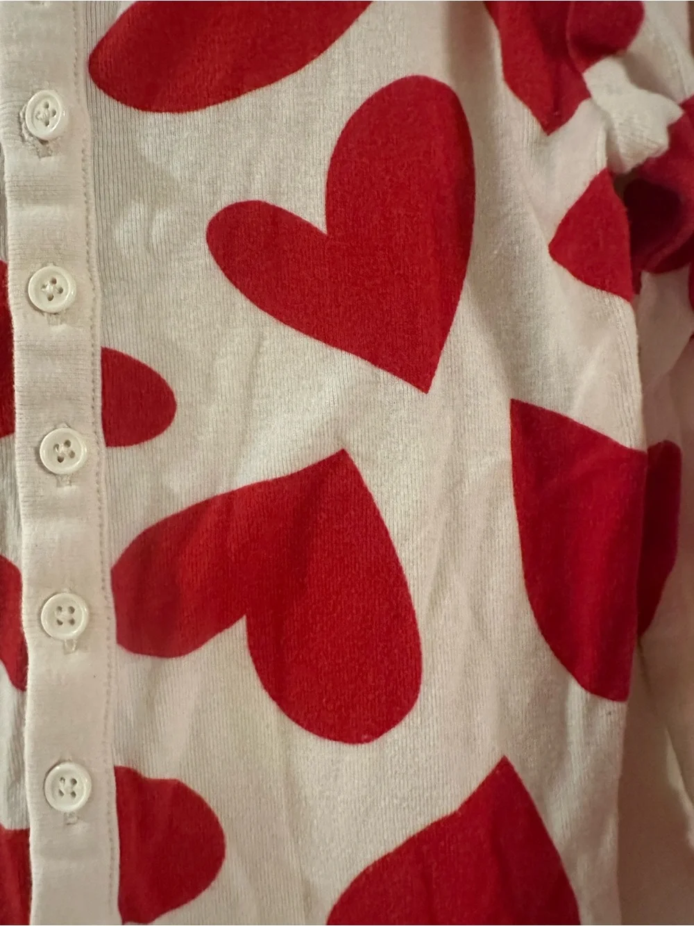 Old Navy White Pajama Set with Red Heart Print